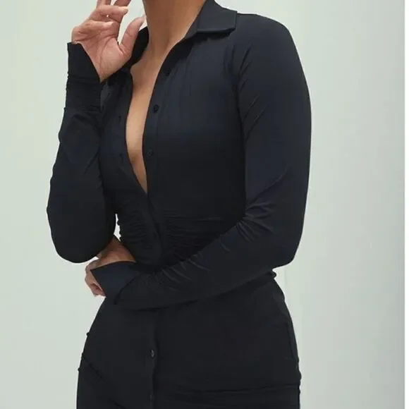 Sexy MistressRocks MARQUIS Black Long Sleeve Mini Dress - Picture 2 of 12